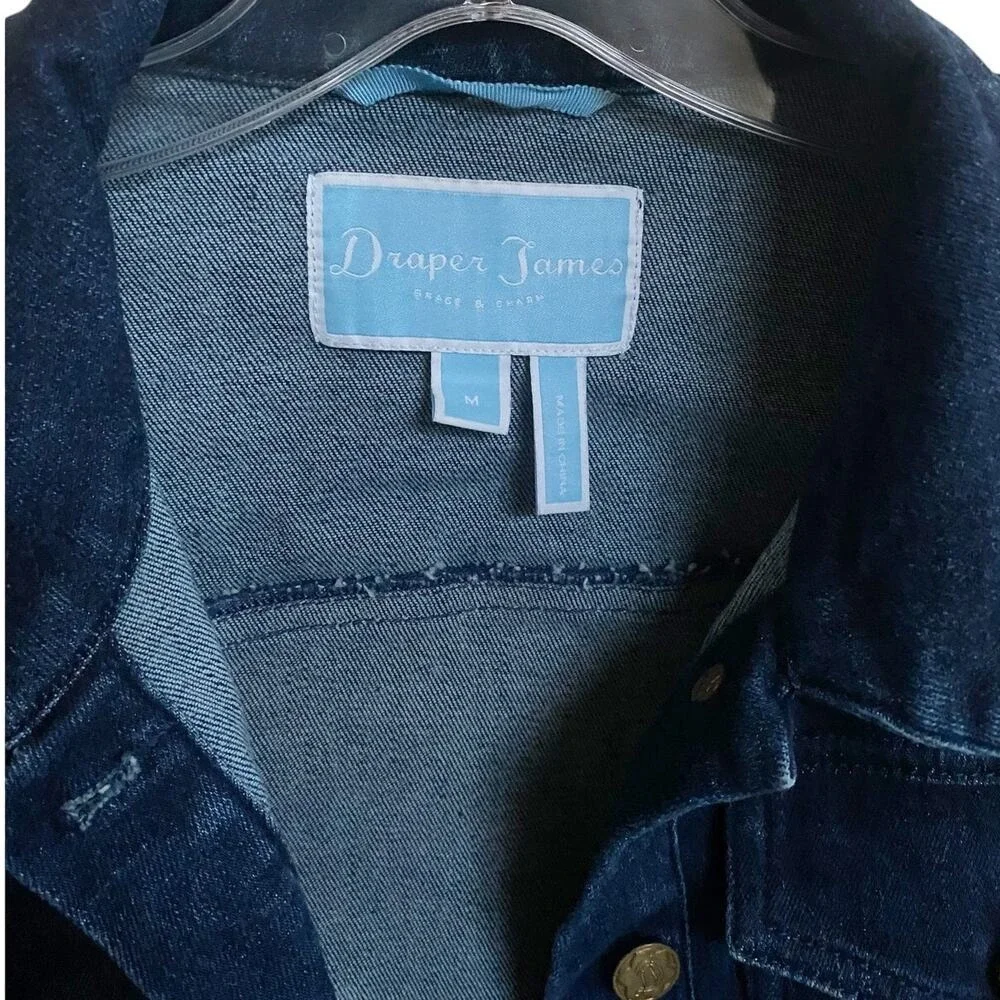 Draper James Strong Sweet and Southern Denim Jacket Dark Wash Blue Womens Medium